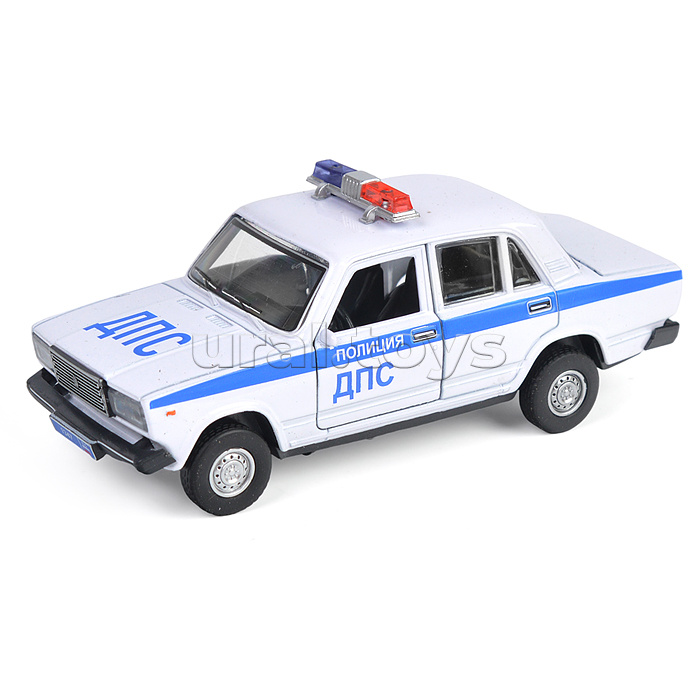 Машина металл ВАЗ-2107 Полиция 12 см, (свет-звук, белый) в коробке