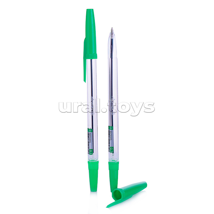 Ручка шариковая "Attomex" d=0,7 мм, прозрачный корпус, сменный стержень, индивидуальная маркировка, зеленая