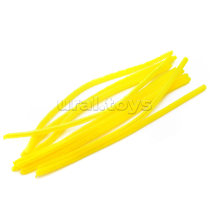 Проволока пушистая Шенил для творчества 0,9x30 см, 10 шт, цвет желтый, в пластиковом пакете с блистерным подвесом
