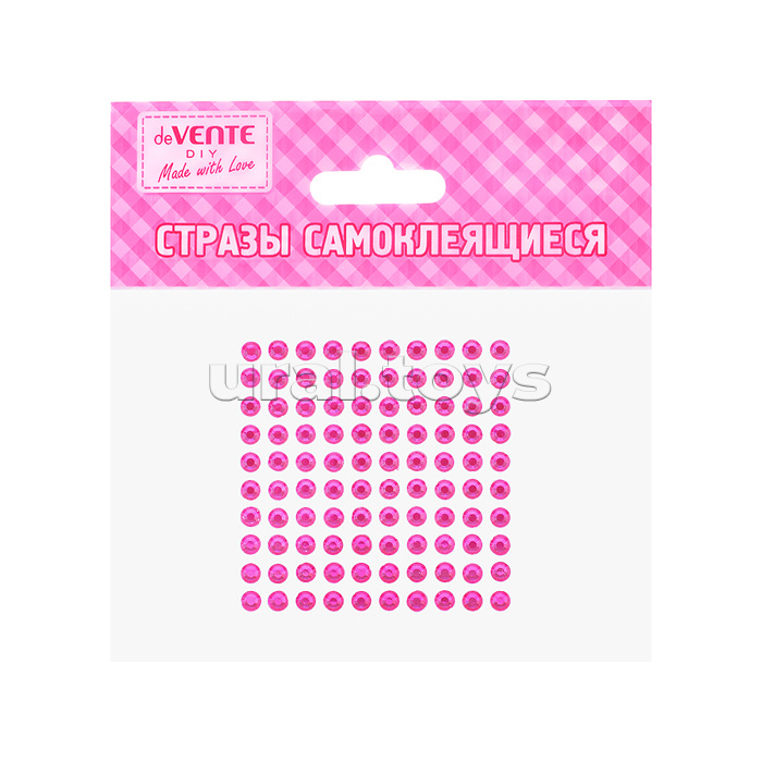 Стразы самоклеящиеся "Dots" размер 4 мм, карточка 60x60 мм, пурпурные, 100 шт в пластиковом пакете с блистерным подвесом