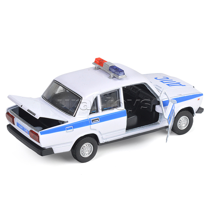Машина металл ВАЗ-2107 Полиция 12 см, (свет-звук, белый) в коробке