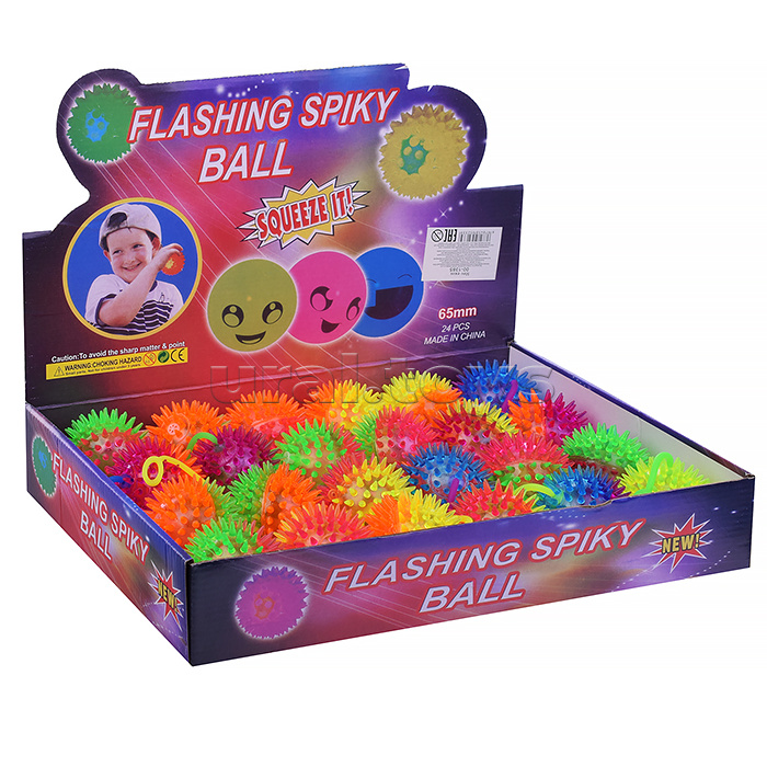 Мяч-ежик "Разноцветные шарики" со светом, (6,5 см) в коробке
