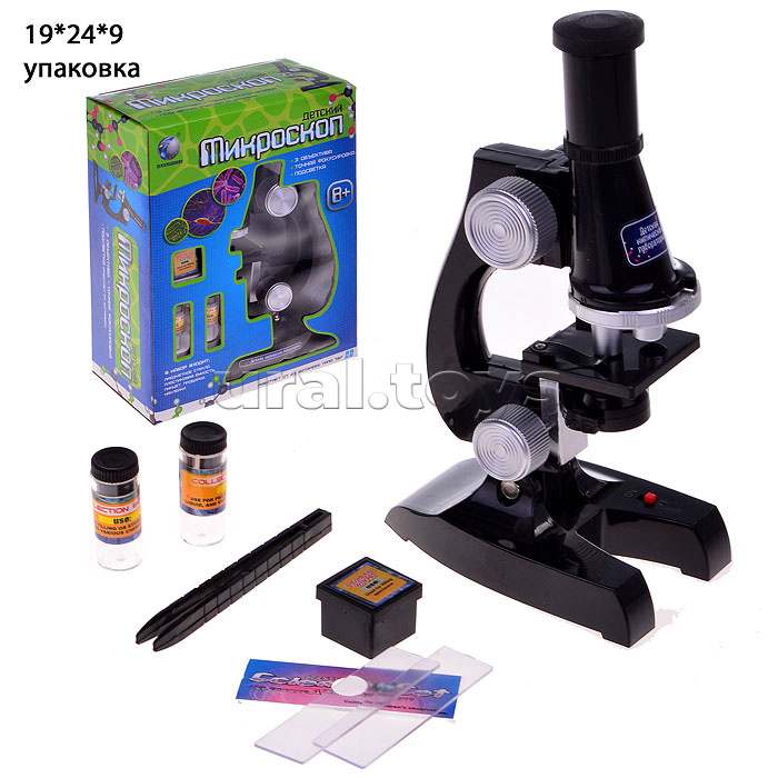 Микроскоп детский на батарейках, в коробке