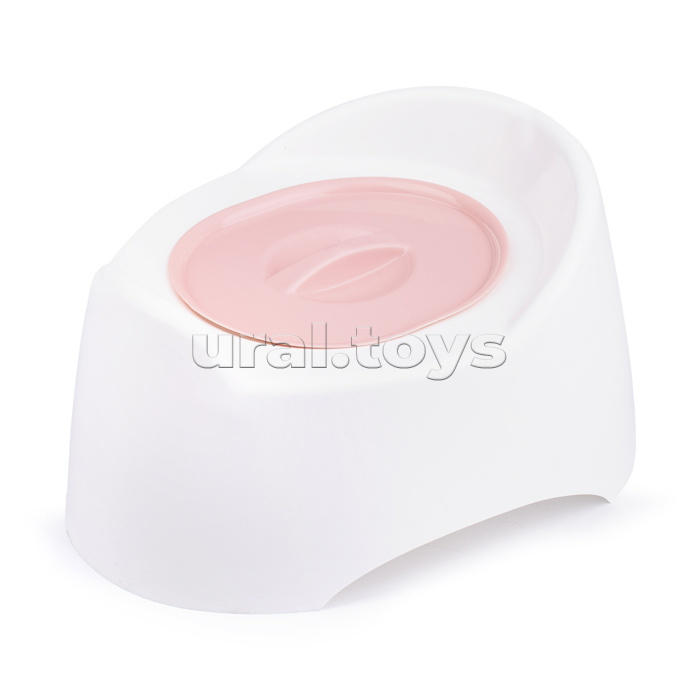Горшок туалетный детский "Малышок" с крыш.(белый с розовой крышкой)
