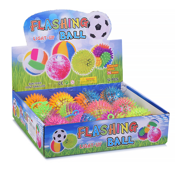 Мяч-ежик двухцветный, со светом, (7,5см) в коробке