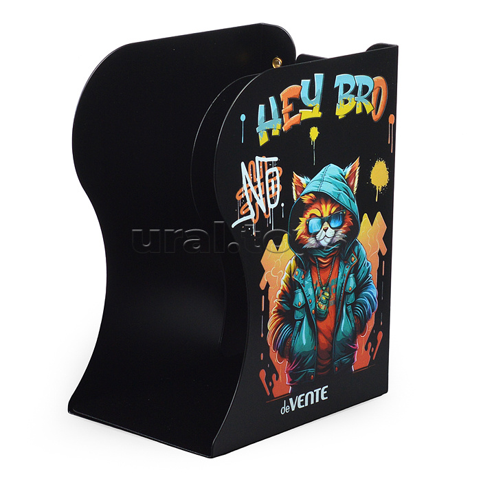 Подставка для учебников и книг "Hey Bro" 19x14,7x9 см, металлическая, телескопическая, окрашенная, вес 600 г, с полноцветным рисунком, в картонной коробке