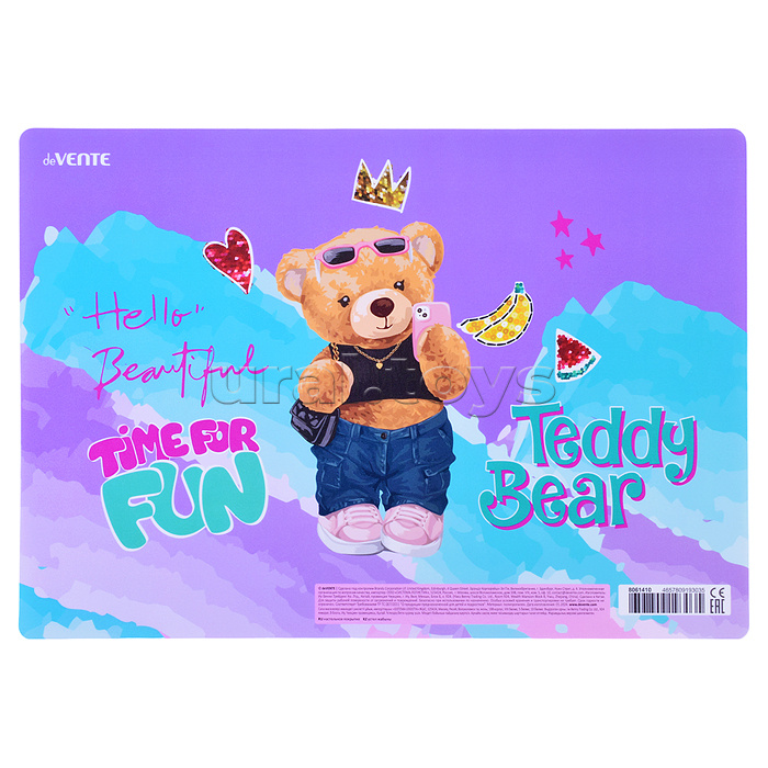 Покрытие настольное для лепки "Teddy Bear" 33x23 см, пластиковое 600 мкм, с цветным рисунком