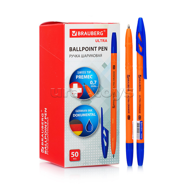 Ручка шариковая "Ultra orange", синяя, узел 0,7 мм, чернила Германия, наконечник Швейцария