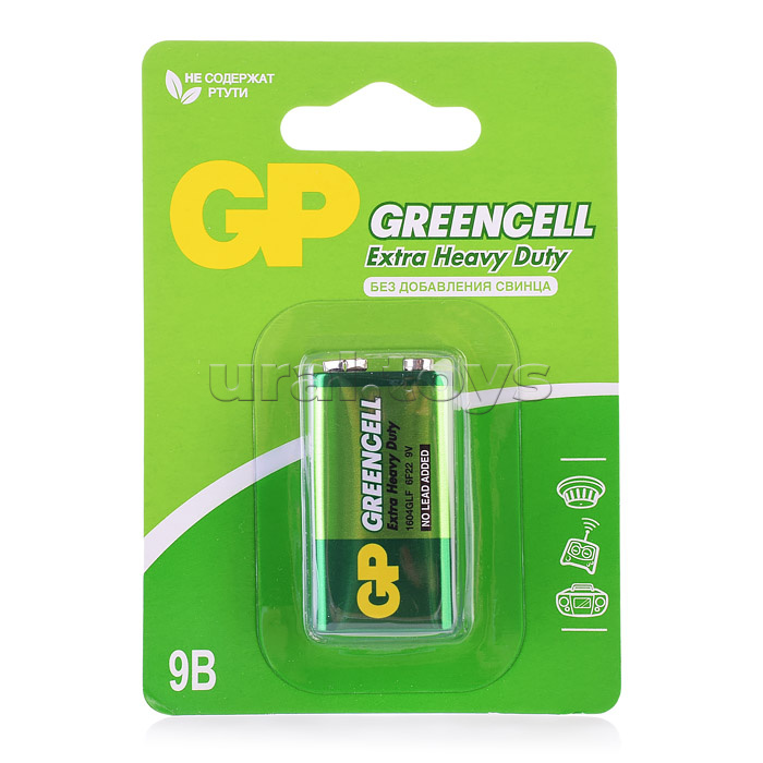 Батарея GP Greencell GP1604G-2CR1 6F22 BL1