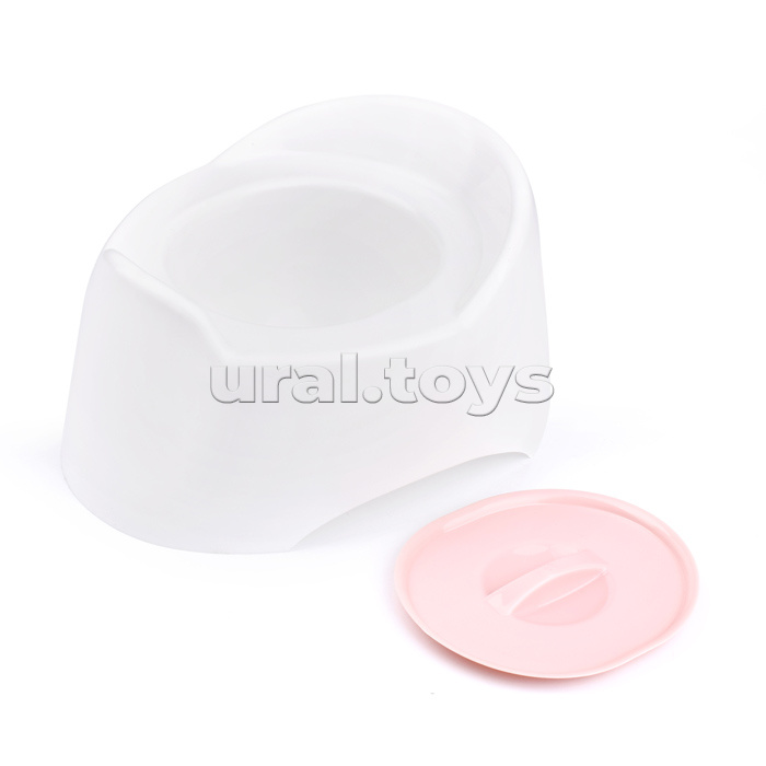 Горшок туалетный детский "Малышок" с крыш.(белый с розовой крышкой)