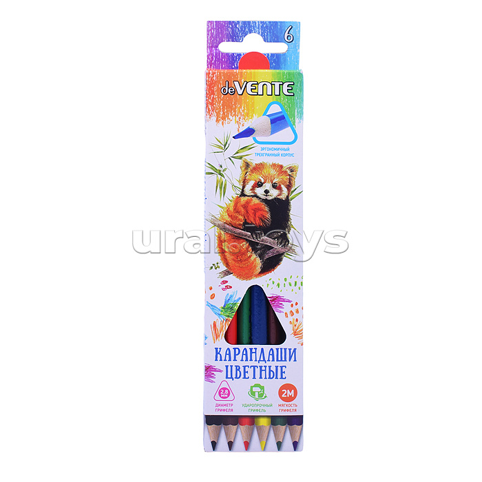 Карандаши цветные "Trio" 06 цветов, 2М, диаметр грифеля 2,8 мм, трехгранные, в картонной коробке