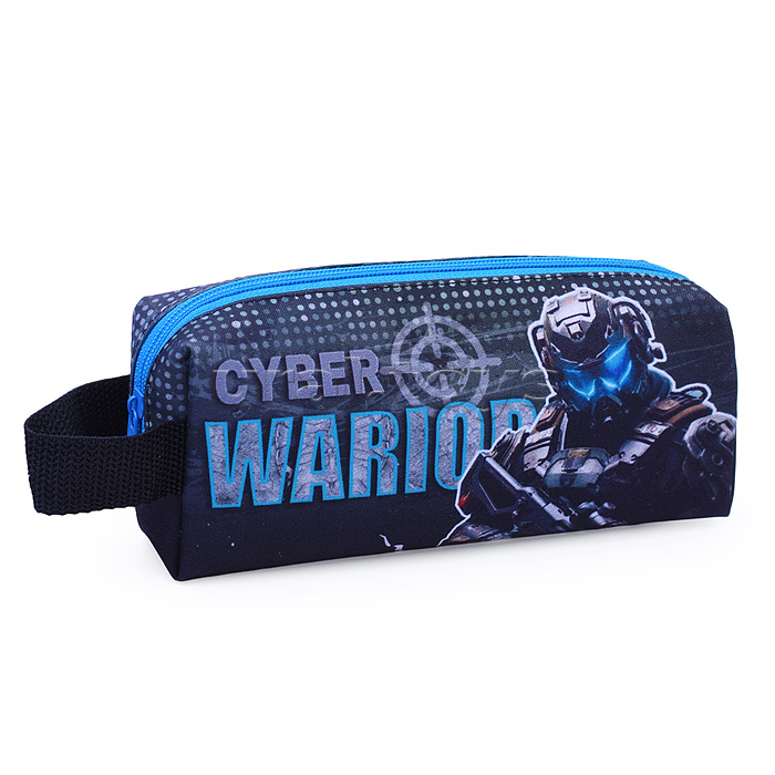 Пенал-косметичка на молнии, двухсторонняя печать, ткань с ручкой "Cyber Warr"