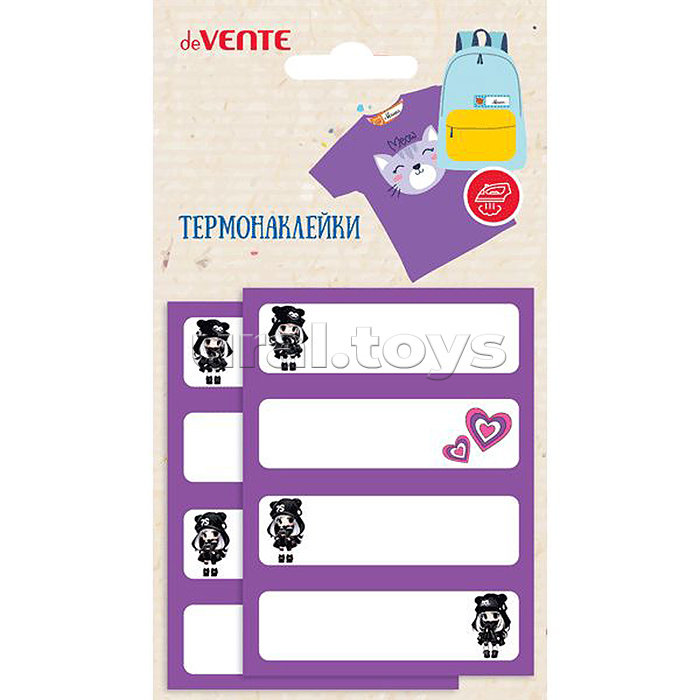 Набор именных термонаклеек на тканевой основе "Anime Girl" 60x20 мм, 8 шт, в пластиковом пакете с подвесом