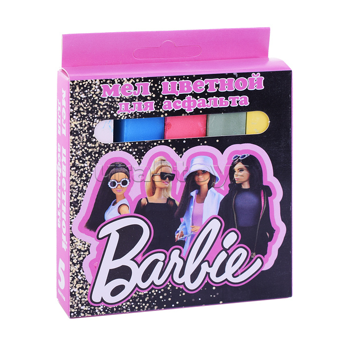 Мел цветной "Барби" для асфальта, 5 шт. в картонной упаковке с европодвесом