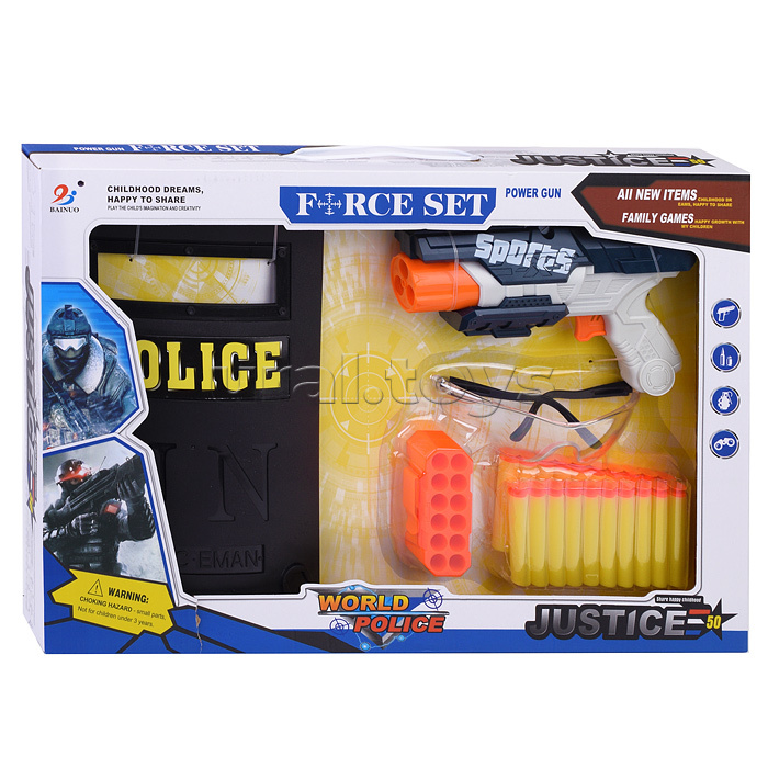 Набор полицейского (3 предмета+полимерные пули) в коробке