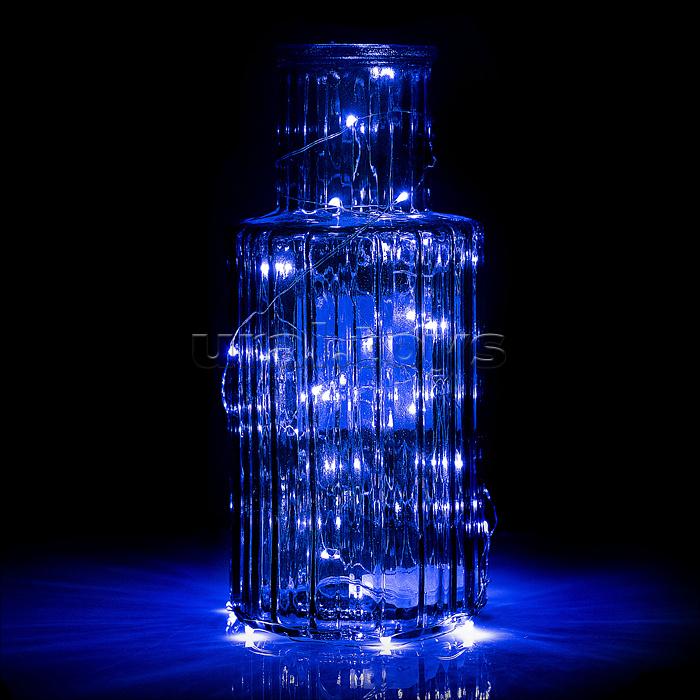Электрогирлянда 2 м, 20 ламп, на батарейках, синий