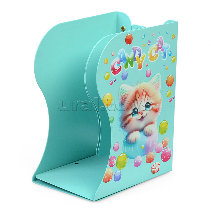 Подставка для учебников и книг "Candy Cat" 19x14,7x9 см, металлическая, телескопическая, окрашенная, вес 600 г, с полноцветным рисунком, в картонной коробке