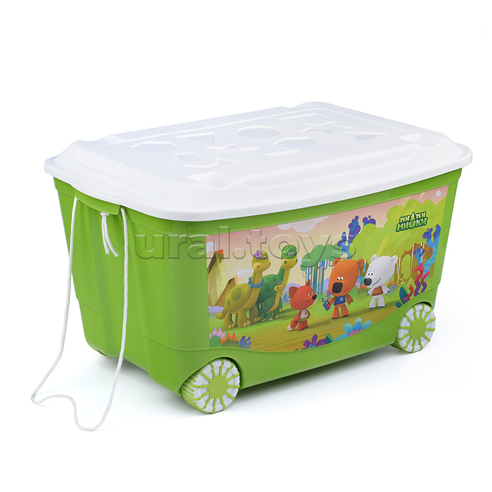 Ящик для игрушек на колесах с декором "Ми-ми-мишки", 580х390х335 мм, 45л (зеленый)
