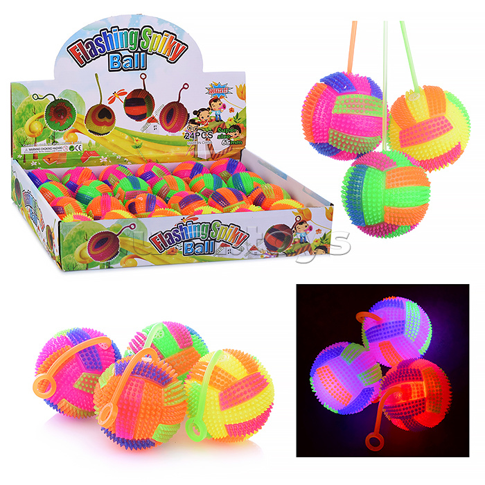 Мяч-ежик "Цветные полоски" со светом, (6,5см) в коробке