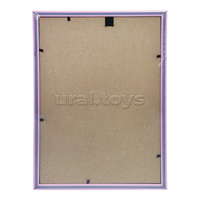 Рамка пластиковая 21x30 см, формат A4, серия 1, стекло, задняя панель - переплетный картон, с креплением для подвеса, розовая, в термоусадочной пленке