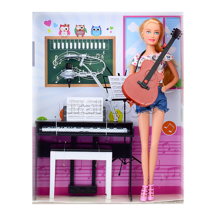 Кукла с музыкальными инструментами, в коробке