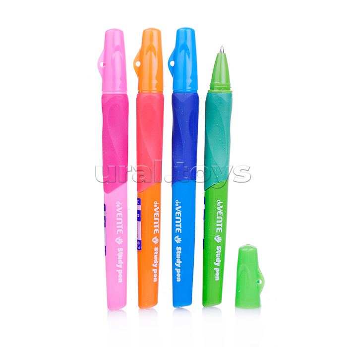 Ручка шариковая "Study Pen" обучающая письму, для левшей, d=0,7 мм, с каучуковым держателем, сменный стержень, с индивидуальной маркировкой, синие чернила
