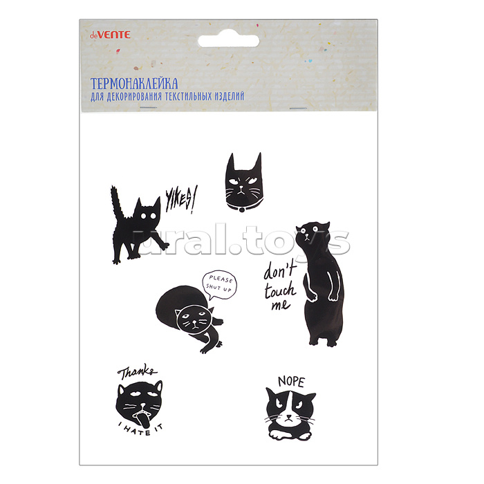 Термонаклейка для декорирования текстильных изделий "Super Cats" 13x16,5 см, в пластиковом пакете с подвесом