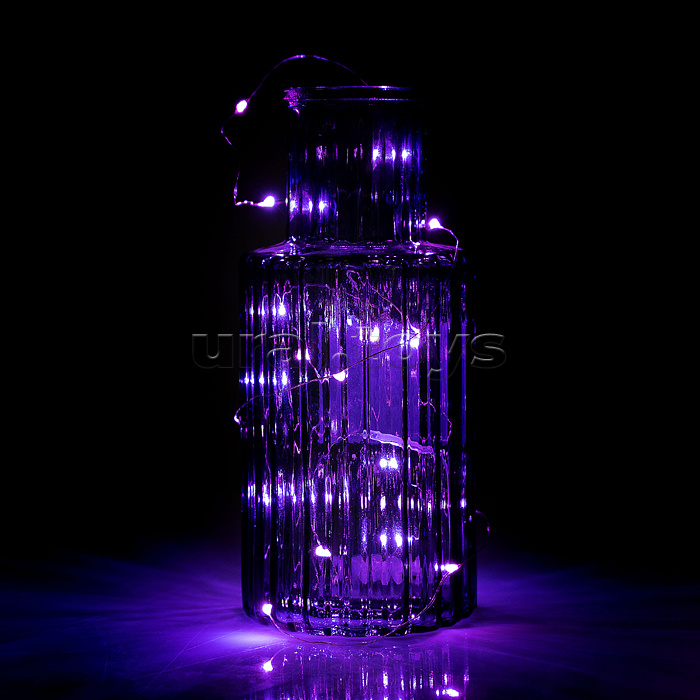Электрогирлянда 2 м, 20 ламп, на батарейках, пурпурный