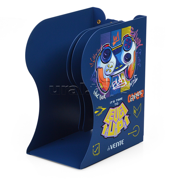 Подставка для учебников и книг "Level Up Game" 19x14,7x9 см, металлическая, телескопическая, окрашенная, вес 600 г, с полноцветным рисунком, в картонной коробке