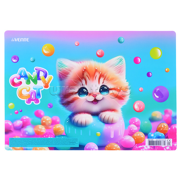 Покрытие настольное для лепки "Candy Cat" 33x23 см, пластиковое 600 мкм, с цветным рисунком