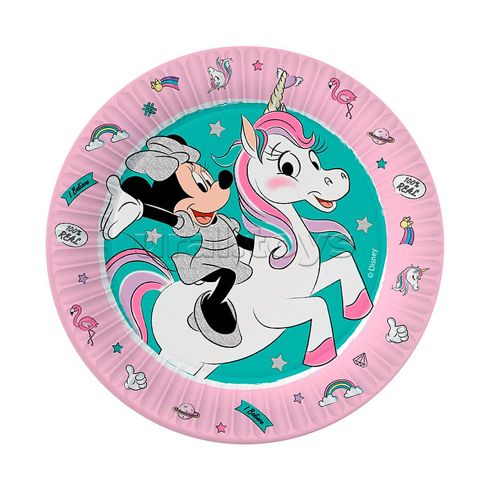 Набор бумажных тарелок, Minnie Mouse, розовый - 3,6 шт d=180 мм
