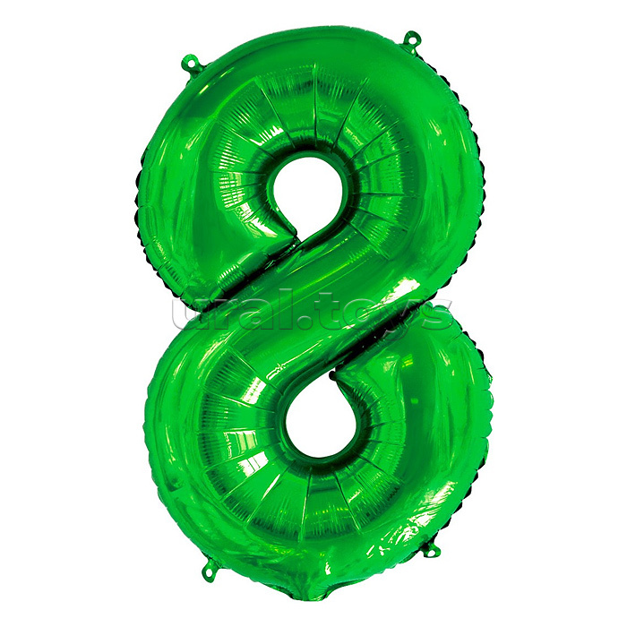Шар (34''/86 см) Цифра, 8, Slim, Зеленый, 1 шт. в упак.