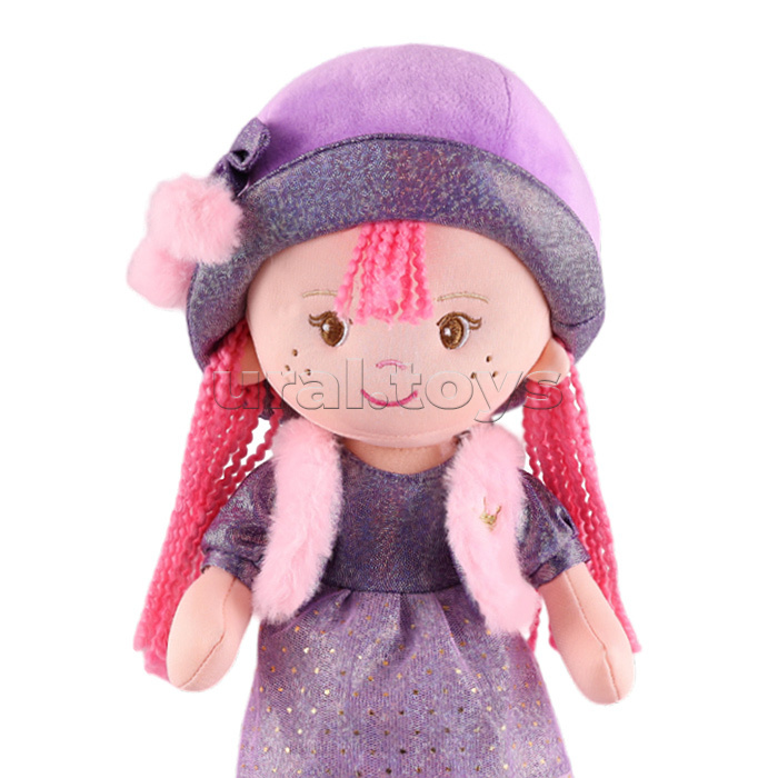Кукла Малышка Аня в фиолетовом платье и шляпке, 35 см