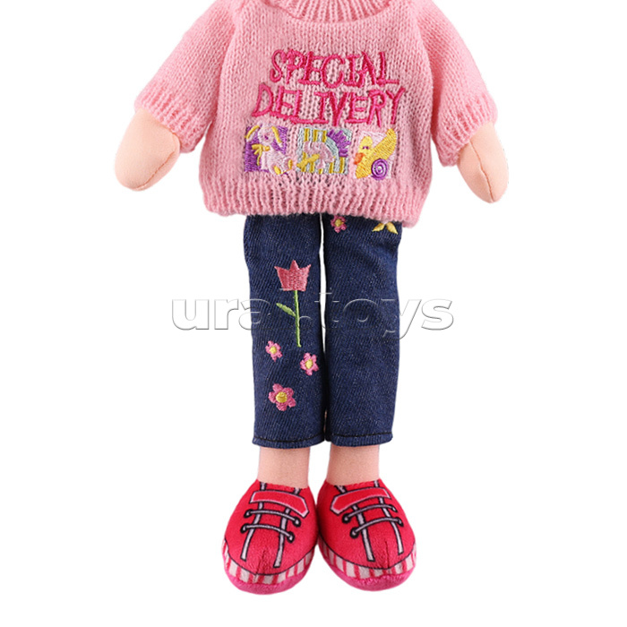 Кукла Нора в розовом джемпере и джинсах, 36 см