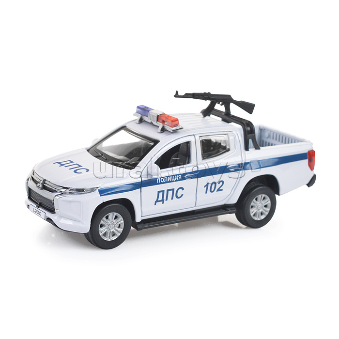 Машина металл Mitsubishi L200 Pickup Полиция, 13 см, (двери, багаж,) в коробке