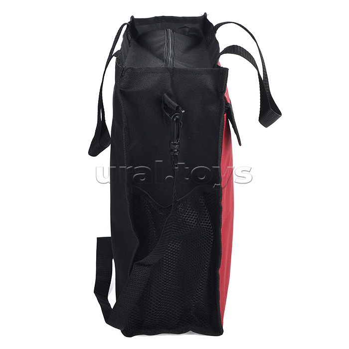Сумка для дополнительных занятий "Red" A4+ (31x36x12 см) текстильная, 1 отделение на молнии, 1 передний карман на липучке, боковой карман на липучке для стакана-непроливайки, боковой сетчатый карман, с 2-мя ручками и ремнем, бордовая