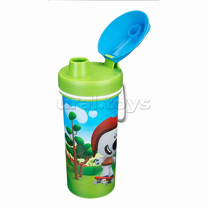 Набор: ланч-бокс 0,98л и стакан детский с крышкой, петлей и декором "Ми-ми-мишки" 0,4л (зеленый)
